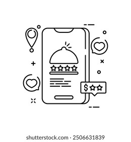 Restaurant Review Outline Icon, Vector illustration