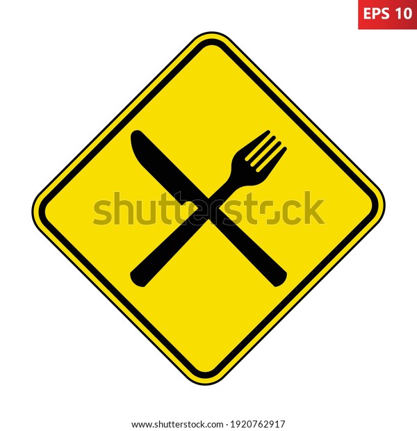 Restaurant Road Sign Vector Illustration Yellow Stock Vector (Royalty ...