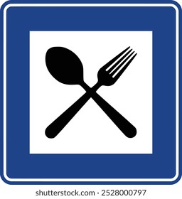 Restaurant, Road signs in Turkey. Standard traffic signs on Turkish highways. (Turkish: Karayollari standart trafik isaret levhalari, Bilgi isaretleri)