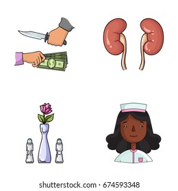 Restaurant, robbery and other web icon in cartoon style.medicine, profession icons in set collection.
