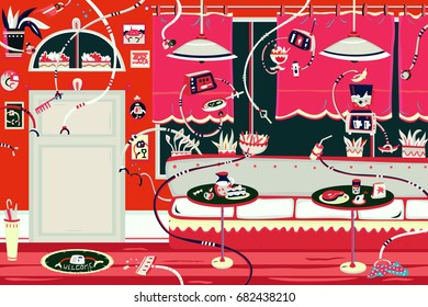 Restaurant with robots