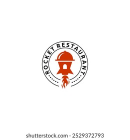 restaurant rocket logo with emblem shape in flat design