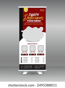 restaurant roll up banner food menu design template.
