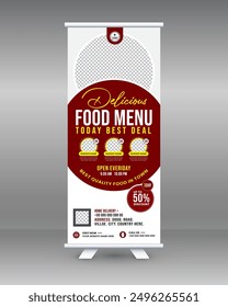 restaurant roll up banner food menu   design template.