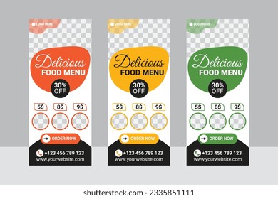 Restaurant Roll Up  banner stand template Design