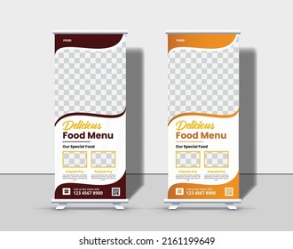 restaurant rollup banner design template Premium Vector