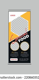 Restaurant roll-up banner template design