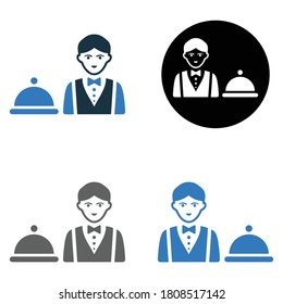 Restaurant, room service, waiter icon. Editable vector isolated on a white background 