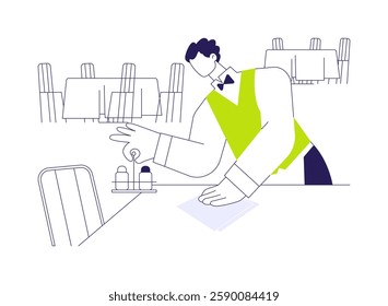 Restaurant routine abstract concept vector illustration. Group of waiters preparing for the working day, service sector, horeca industry, restaurant workers, cafe routine abstract metaphor.