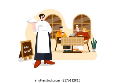 Restaurant Service flat illustration concept on white background