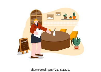 Restaurant Service flat illustration concept on white background