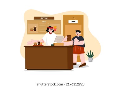Restaurant Service flat illustration concept on white background