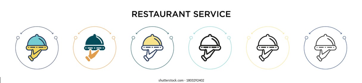 Restaurant service icon in filled, thin line, outline and stroke style. Vector illustration of two colored and black restaurant service vector icons designs can be used for mobile, ui, web