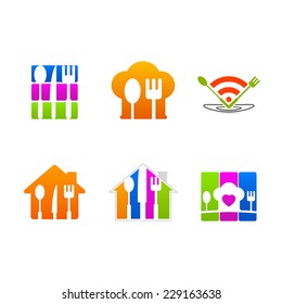 Restaurant service icon sign menu