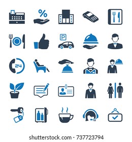 Restaurant Service Icons - Blue Version