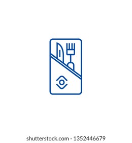 Restaurant service,knife and fork line icon concept. Restaurant service,knife and fork flat  vector symbol, sign, outline illustration.