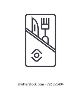 restaurant service,knife and fork vector line icon, sign, illustration on background, editable strokes