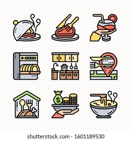 Restaurant Set of Color vector icons