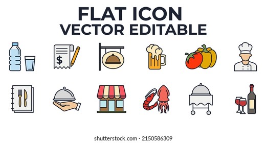 restaurant set icon symbol template for graphic and web design collection logo vector illustration