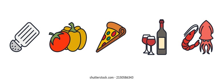 restaurant set icon symbol template for graphic and web design collection logo vector illustration