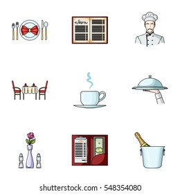 Restaurant set icons in cartoon style. Big collection of restaurant vector symbol stock illustration