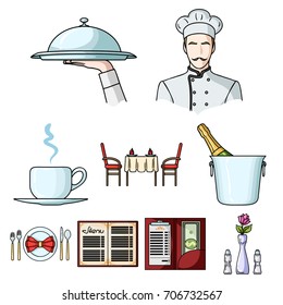 Restaurant set icons in cartoon style. Big collection of restaurant vector symbol stock illustration