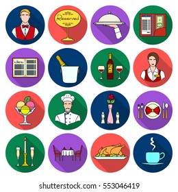 Restaurant set icons in flat style. Big collection of restaurant vector symbol stock illustration