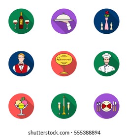 Restaurant set icons in flat style. Big collection of restaurant vector symbol stock illustration