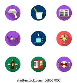 Restaurant set icons in flat style. Big collection of restaurant vector symbol stock illustration