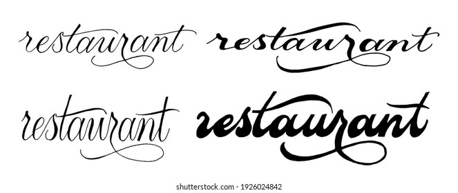 Restaurant set lettering hand draw vector