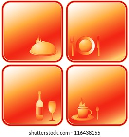 restaurant set with utensil, bottle, dish and cup with space for text