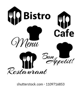 Restaurant shop design element for logotype. logo food studio or home cooking