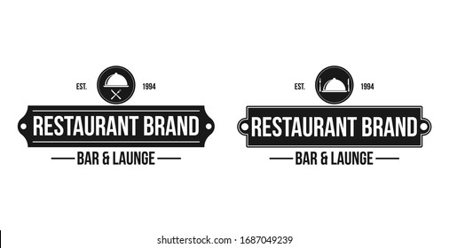 Restaurant Shop Design Element in Vintage Style for Logotype, Label, Badge and other design. Fork and spoon retro vector illustration.