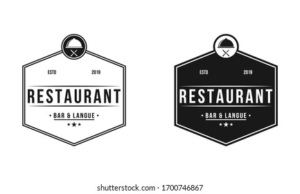 Restaurant Shop Design Element in Vintage Style for Logotype, Label, Badge and other design. Fork and spoon retro vector illustration.