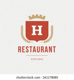 Restaurant Shop Design Element in Vintage Style for Logotype, Label, Badge, T-shirts and other design. Forks retro vector illustration.
