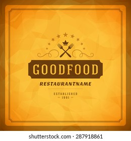 Restaurant Shop Design Element in Vintage Style for Logotype, Label, Badge and other design. Fork retro vector illustration.