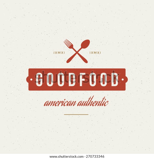 Restaurant Shop Design Element in Vintage\
Style for Logotype, Label, Badge and other design. Fork and spoon\
retro vector\
illustration.