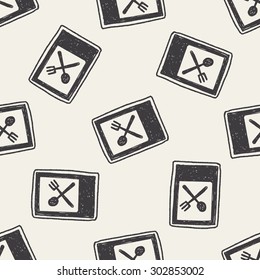 restaurant sign doodle seamless pattern background