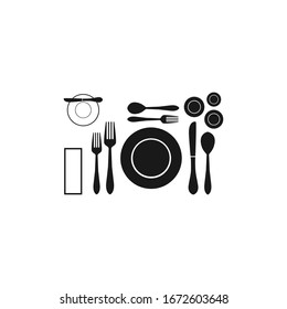 Restaurant sign, formal table setting vector icon