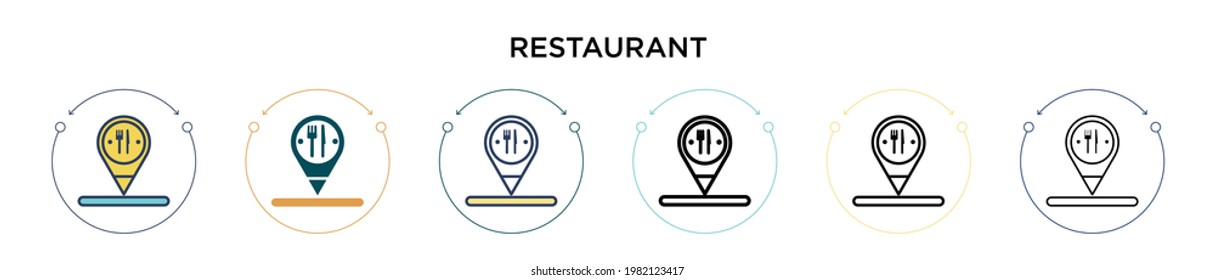 Restaurant sign icon in filled, thin line, outline and stroke style. Vector illustration of two colored and black restaurant sign vector icons designs can be used for mobile, ui, web