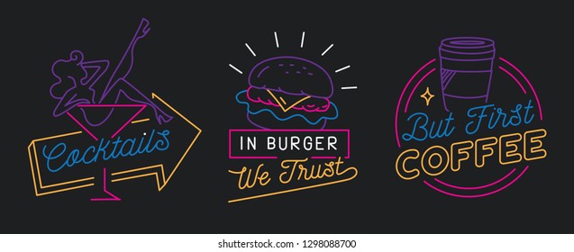 Restaurant sign in line style vector