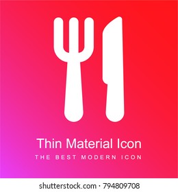 Restaurant sign red and pink gradient material white icon minimal design