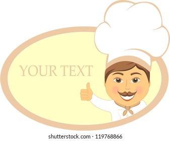 restaurant sign with smile cook showing thumb up and place for text