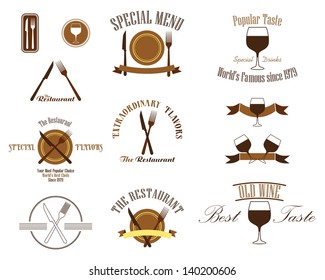 restaurant sign and symbol set