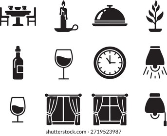 Restaurant silhouette vector Icons Set