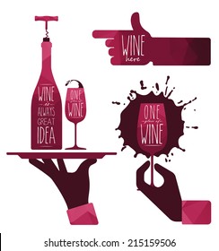 Restaurant silhouettes over white background vector illustration. Wine is always a great idea. Wine tray, symbols wine. Wine object. Wine here.