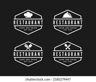 Restaurant simple flat logo set design