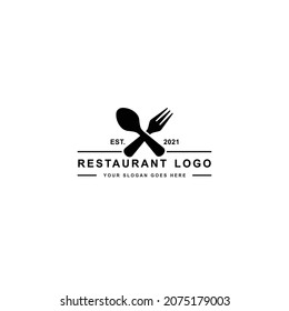 Restaurant simple flat logo vector illustration