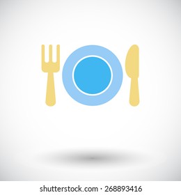 Restaurant. Single flat icon on white background. Vector illustration.