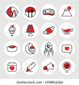 Restaurant. Social media Instagram Highlights cover. Asian Restaurant icons.